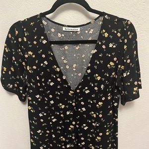 Reformation Locklin midi-length button front tie back floral dress